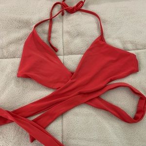 American Eagle red wrap bikini top